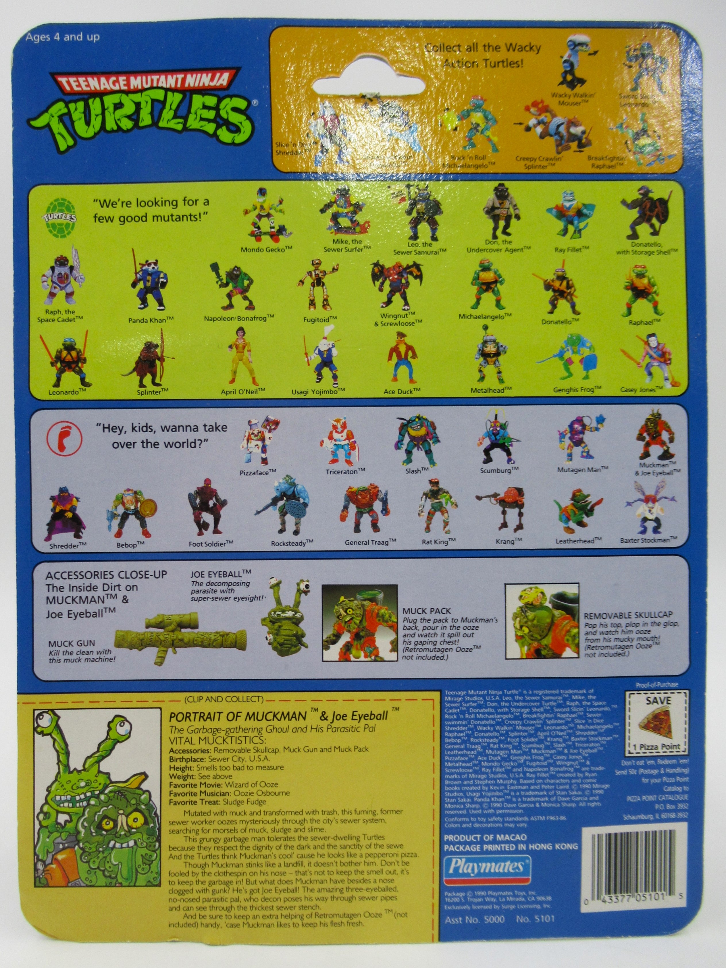 Teenage Mutant Ninja Turtles Muckman and Joe Eyeball 4.5" Figure TMNTs - Playmates (1990)